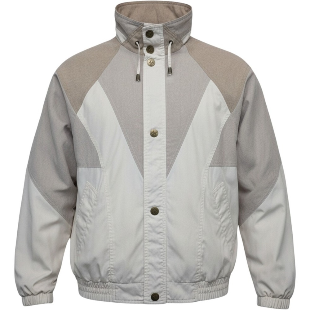 Innovations by Izzi Vintage Colorblock Windbreaker Jacket Beige Cream Womens M